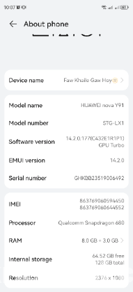 Huawei novaY91